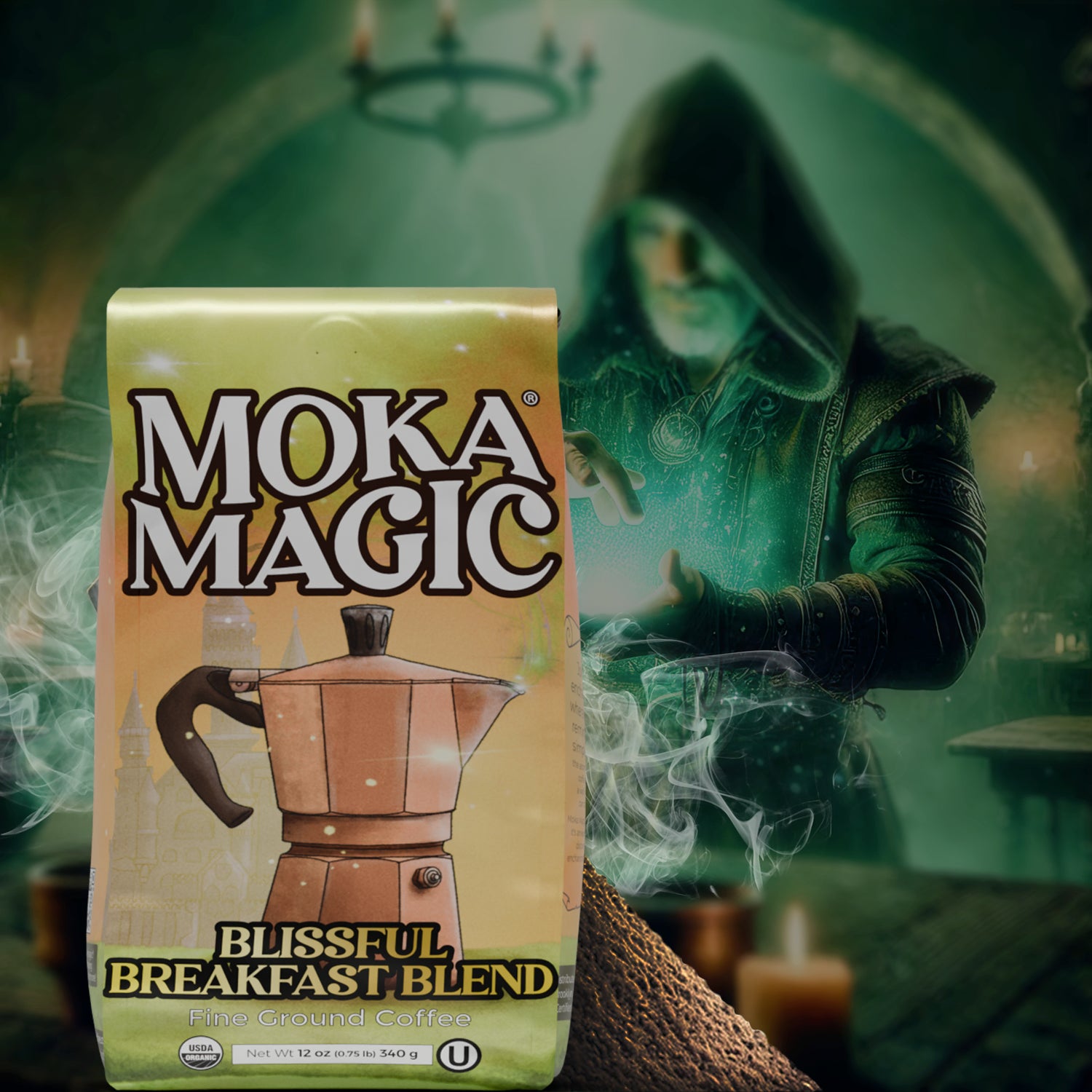 Moka Magic Organic Fine Ground Coffee Blissful Breakfast Blend Per