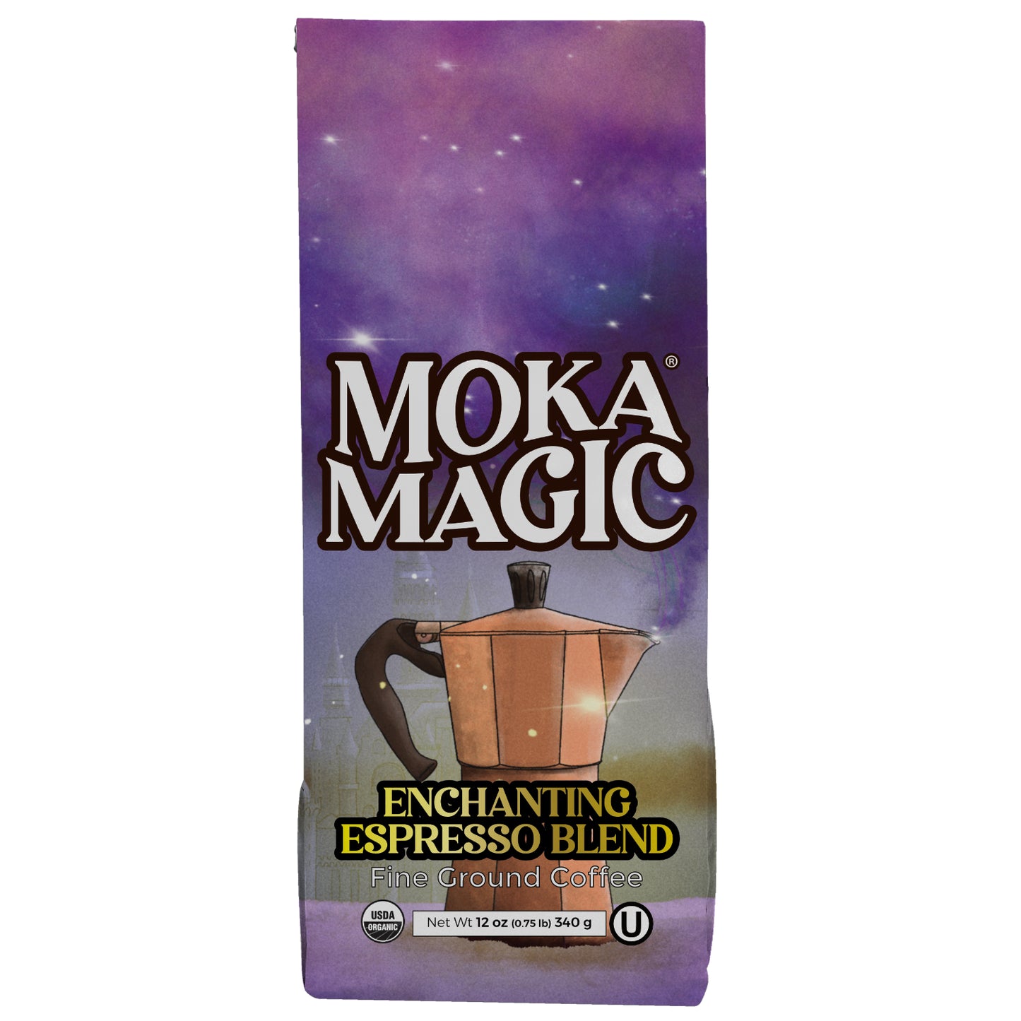 Moka Magic Organic Fine Ground Coffee | Enchanting Espresso Blend | Perfect for Moka Pots | 100% Arabica | 12 oz