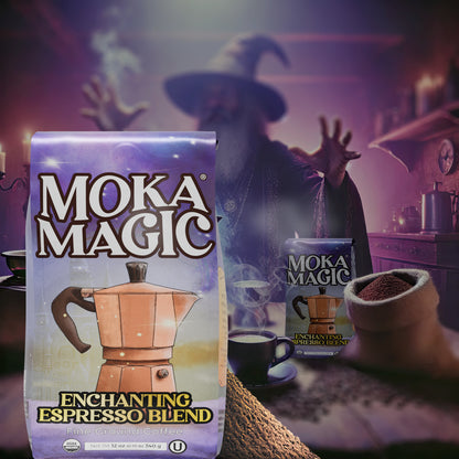 Moka Magic Organic Fine Ground Coffee | Enchanting Espresso Blend | Perfect for Moka Pots | 100% Arabica | 12 oz